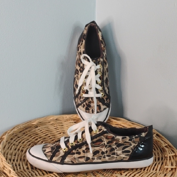 COACH Barrett Low Top Leopard Print Women's Lace Up Sneakers Size 8B Casual - Picture 9 of 12